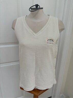 Savannah Vintage Hilton Head Cream V-Neck Tank Top ladies large